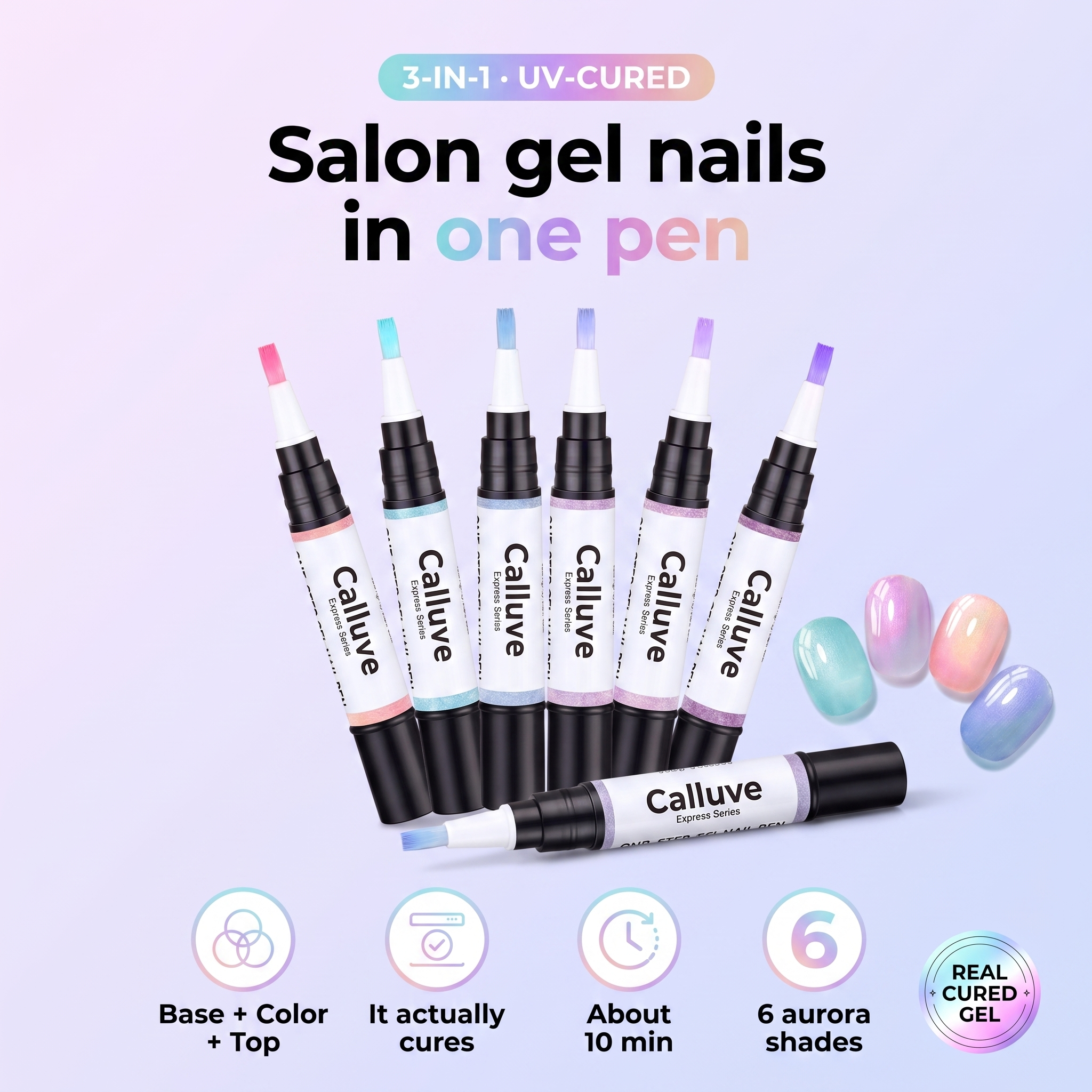 Aura Gel Pen — One-Step Cure Nail Set (6 Colors Set)