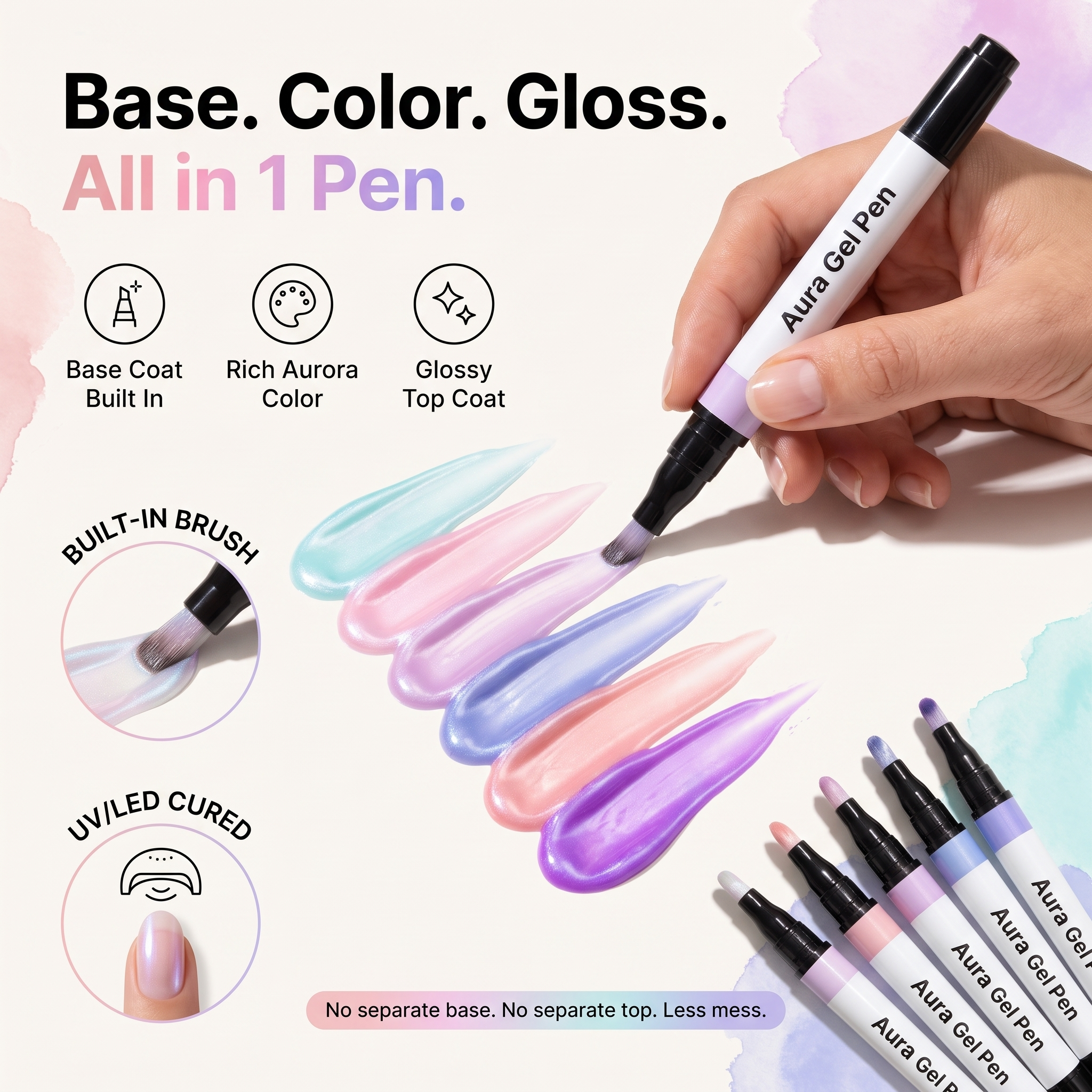 Aura Gel Pen — One-Step Cure Nail Set (6 Colors Set)
