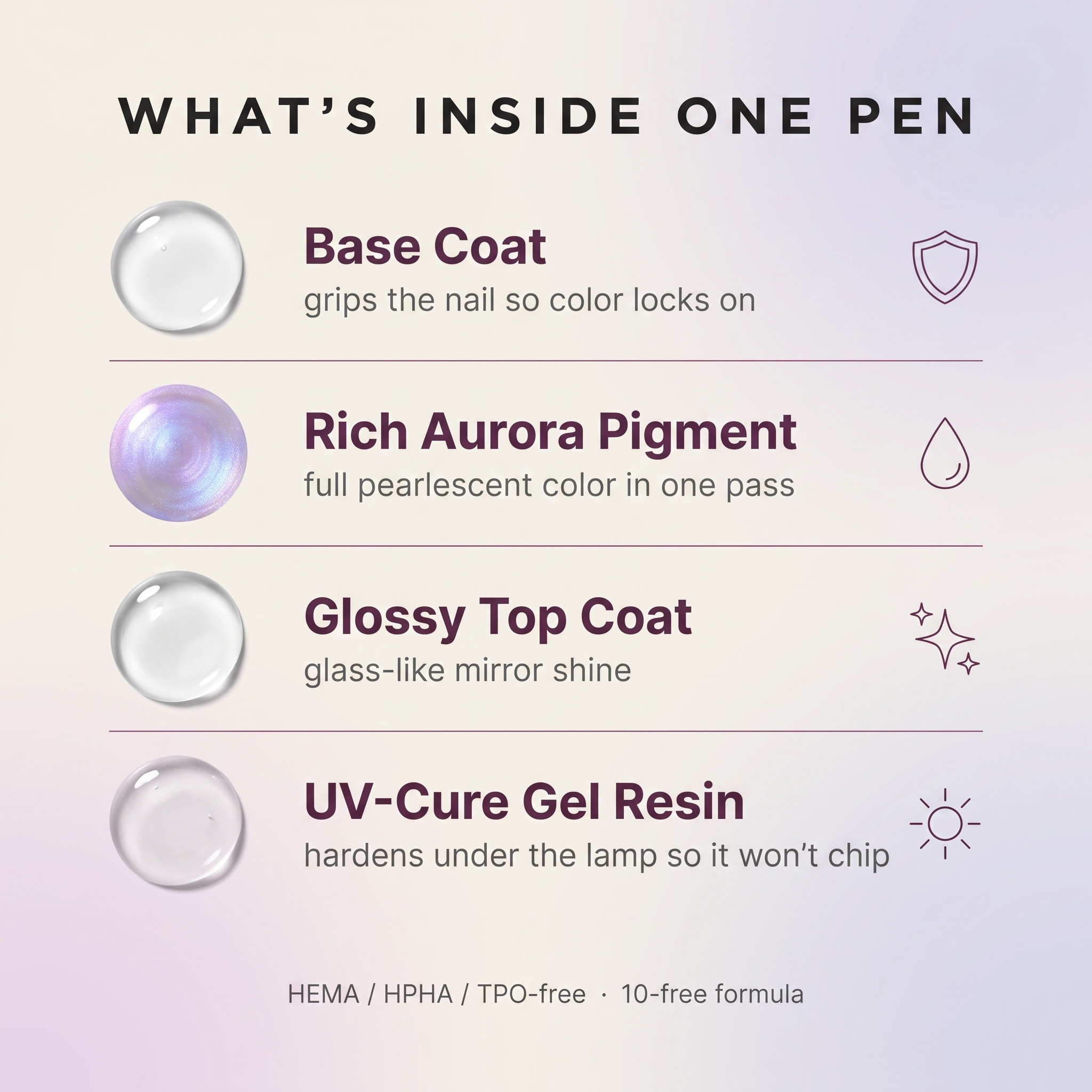 Aura Gel Pen — One-Step Cure Nail Set (6 Colors Set)