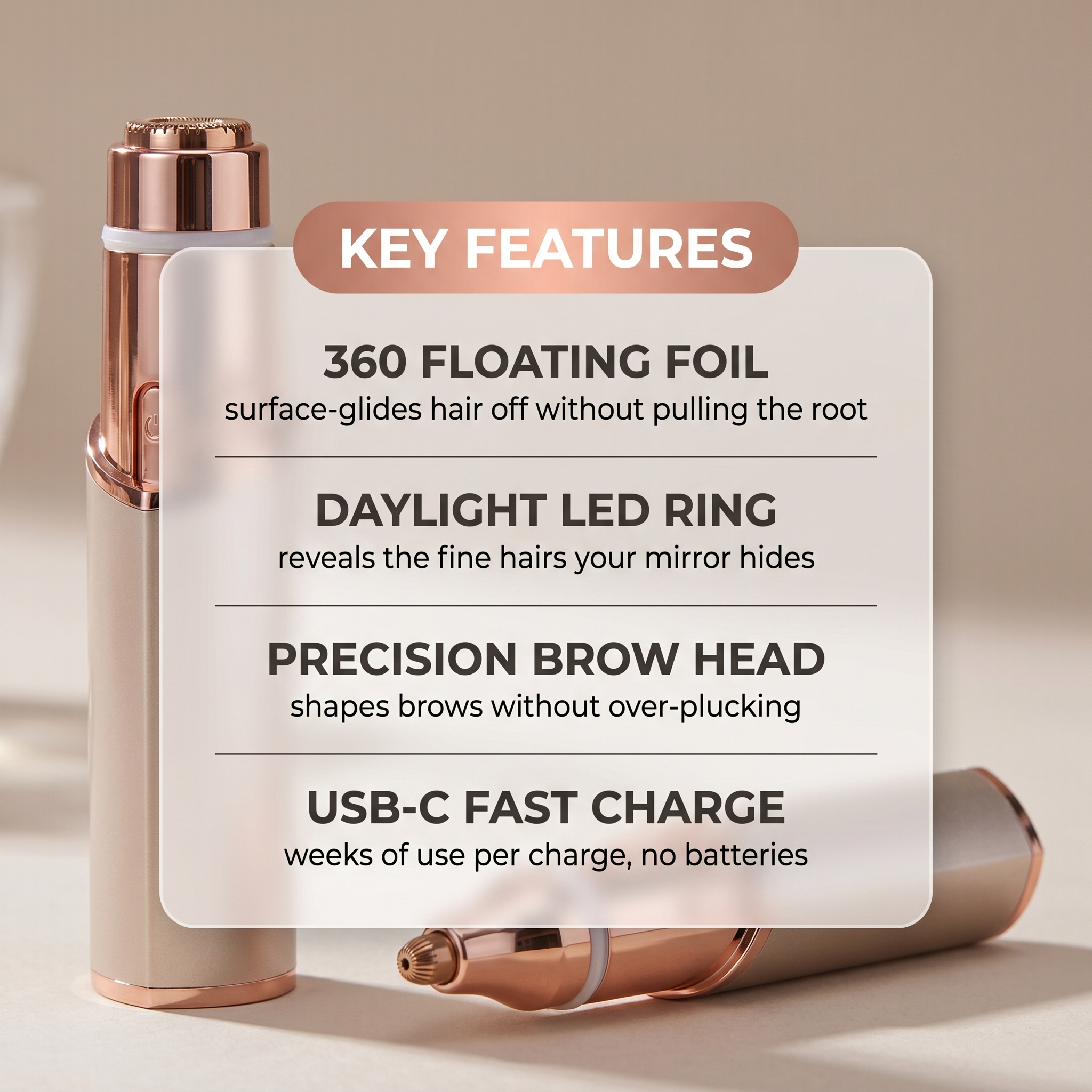 Calluve Silk Glide™ 2-in-1 Facial Hair Remover & Eyebrow Trimmer